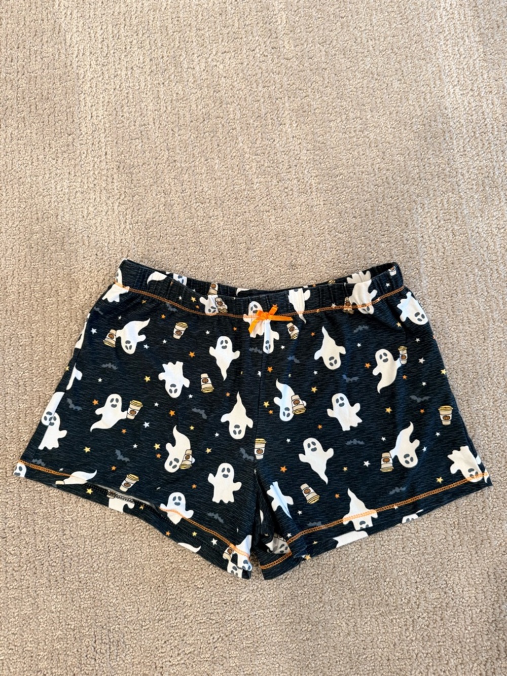 Women’s Black Ghost Print Sleep Shorts